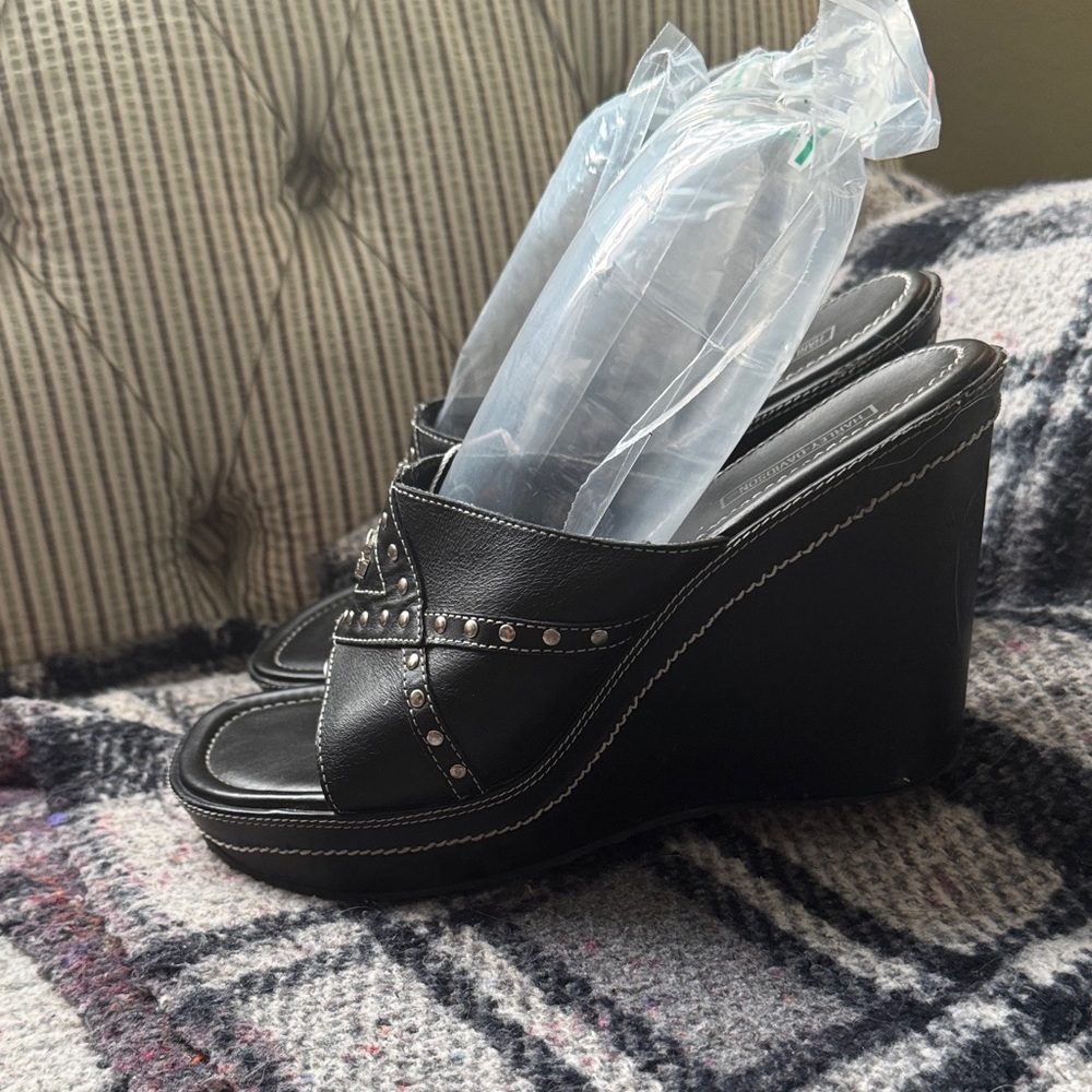 Harley Davidson Black Studded Wedges - Picture 5 of 13